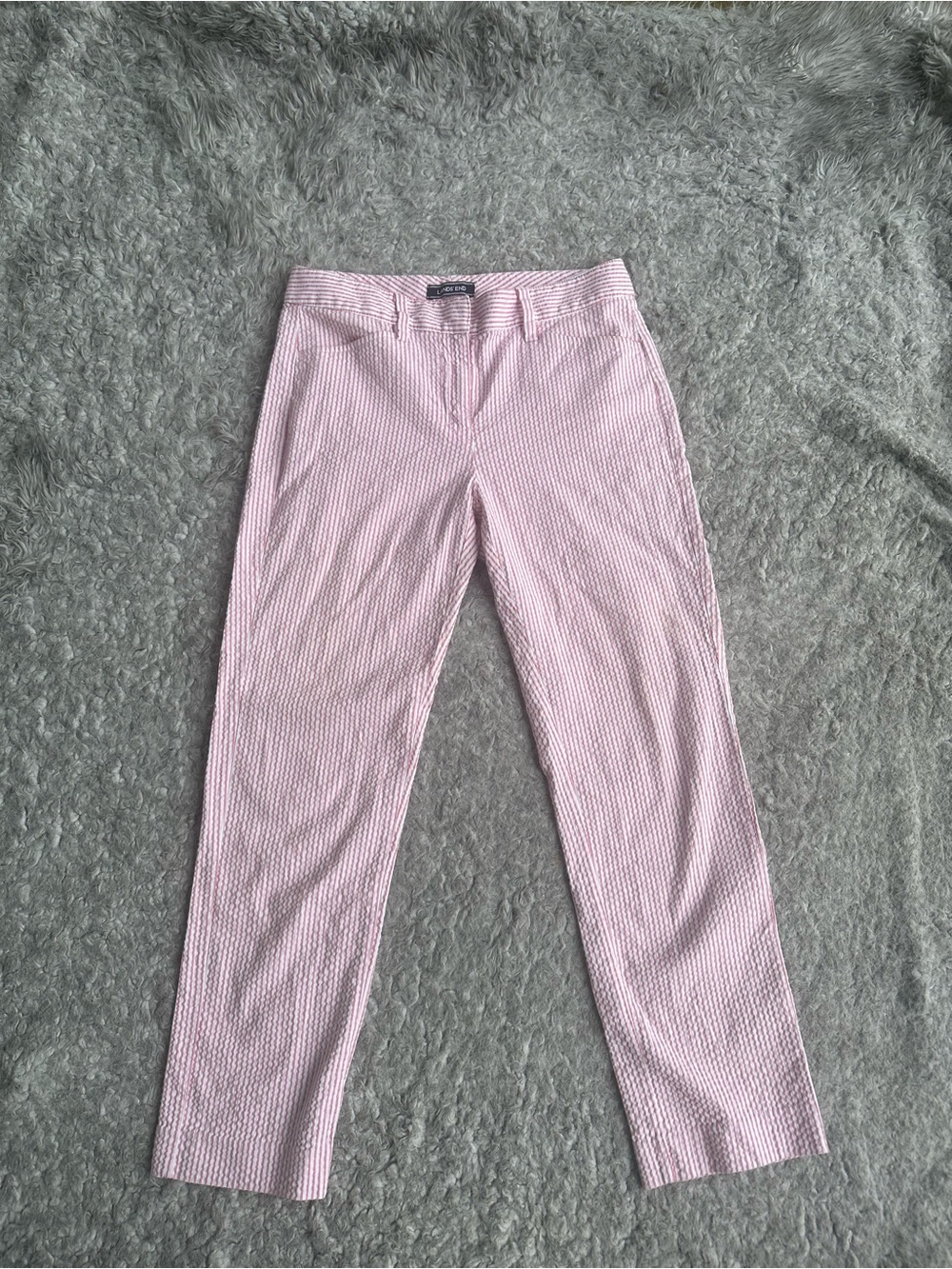 Lands' End Pink and White Pinstriped Trousers